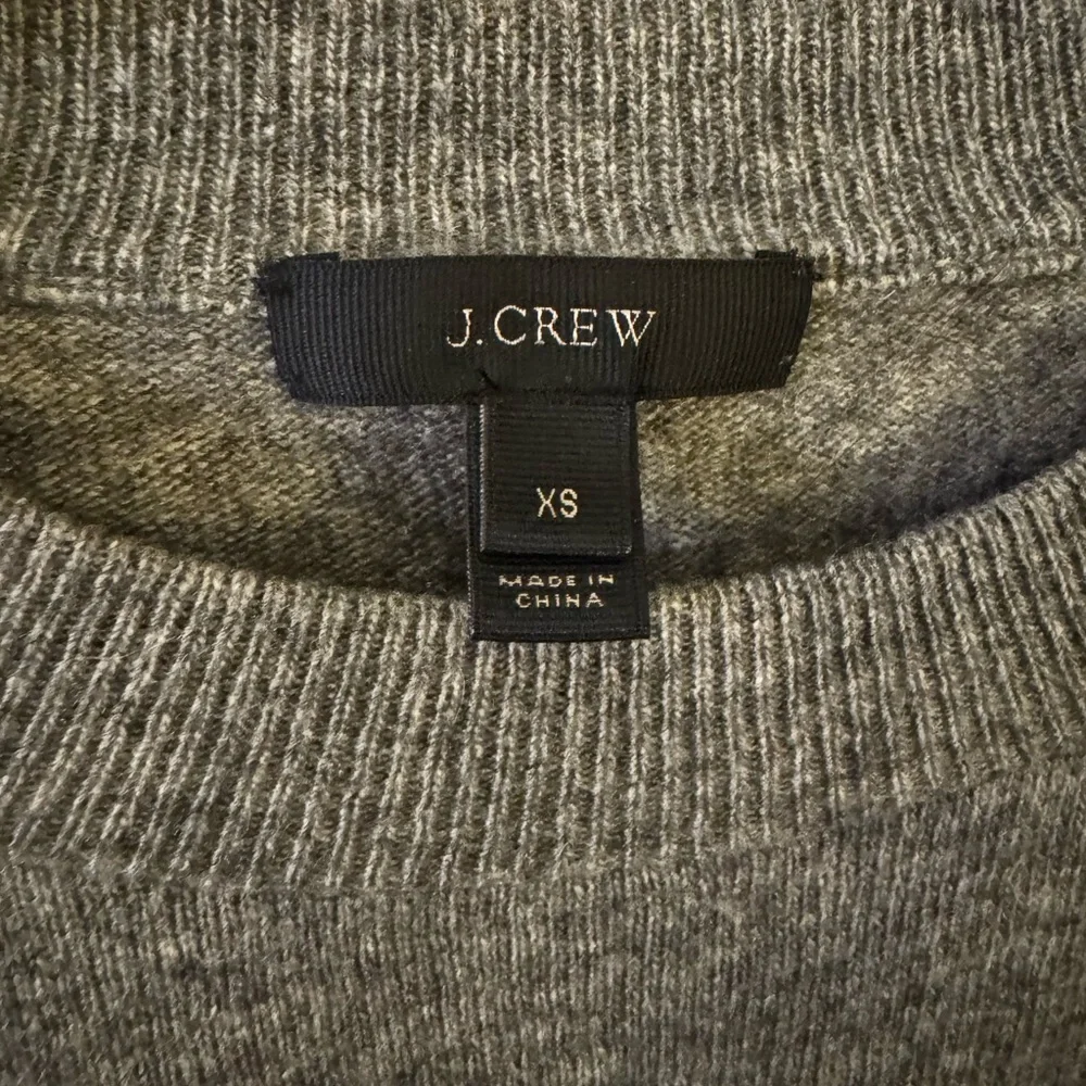 J Crew Womens Gray Crewneck Rib Trim‎ Wool Blend Long Ruffle Sleeve Sweater XS